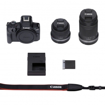 Canon EOS R50 Mirrorless Camera with RF-S 18-45mm and RF-S 55-210mm lenses