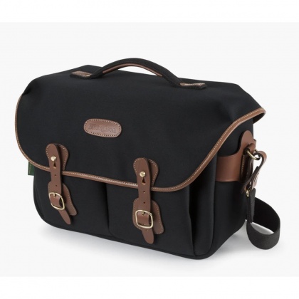 Billingham Hadley One Shoulder Bag, Black Canvas-Tan Trim