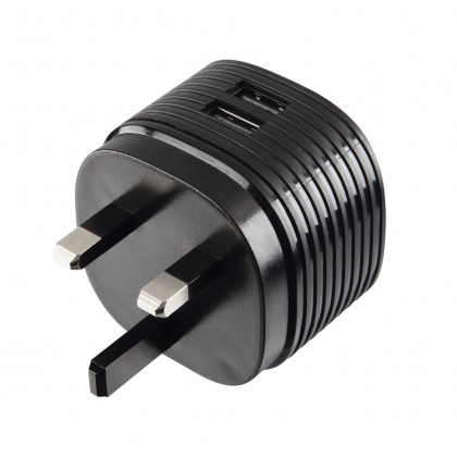 Hama Dual Charger, 2x USB, 2.4A with UK plug, black