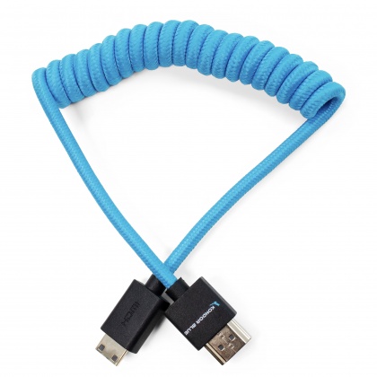 Kondor Blue HDMI Mini to HDMI Coiled cable 12-24in, Blue