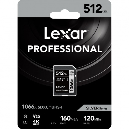 Lexar 512GB SDXC Silver R160/W120MB/s V30