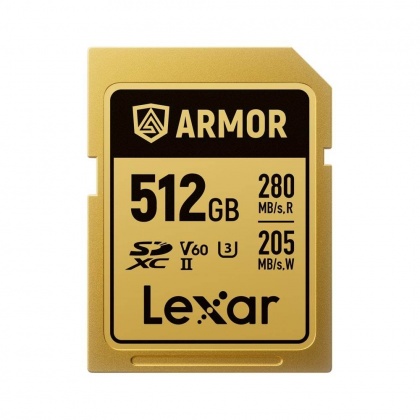 Lexar SDXC Pro Gold Series ARMOR UHS-II 512GB V60 IP68 Stainless Steel R280/W210MB/s