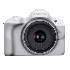 Canon EOS R50 Mirrorless Camera, White with RF-S 18-45mm lens
