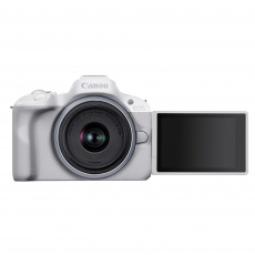 Canon EOS R50 Mirrorless Camera, White with RF-S 18-45mm lens