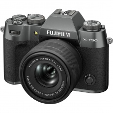 Fujifilm X-T50 Mirrorless Camera, Charcoal Silver with XC 15-45 lens