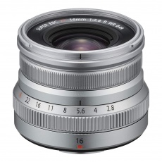 Fujifilm XF 16mm f2.8 R WR lens, silver