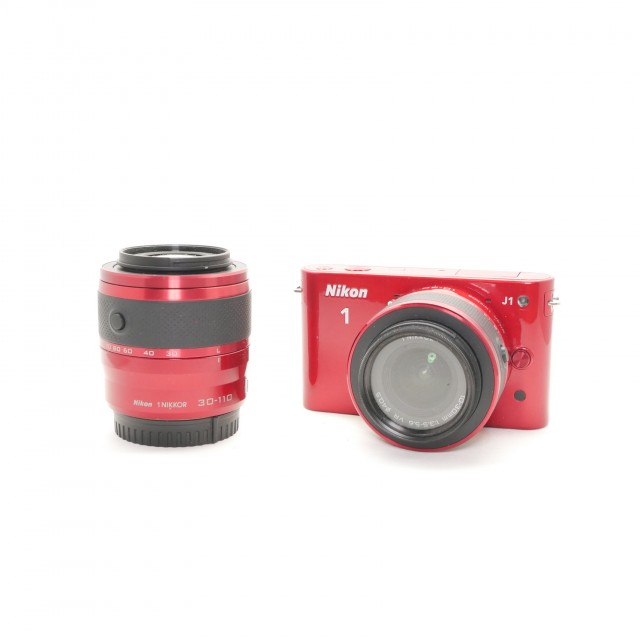Nikon Used Nikon J1 Mirrorless camera with 10-30mm & 30-110mm lenses, Red