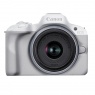 Canon EOS R50 Mirrorless Camera, White with RF-S 18-45mm lens